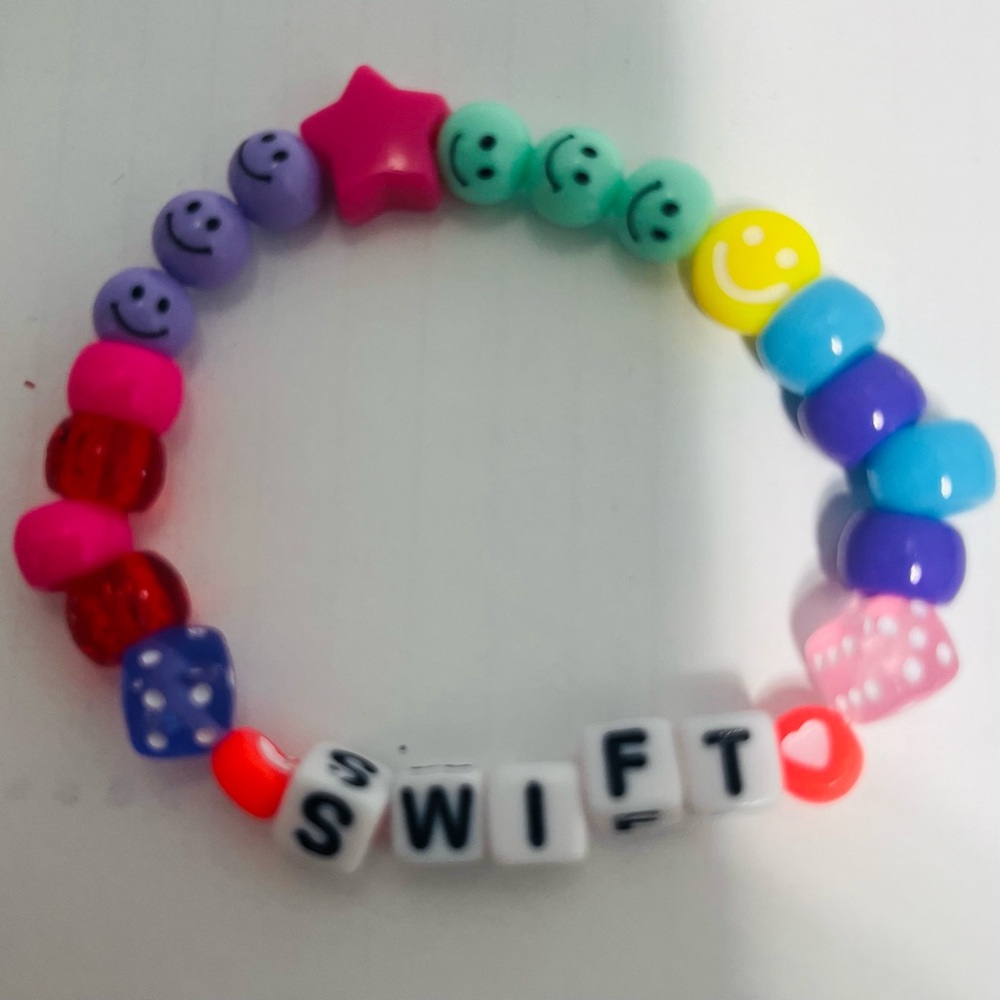 T Swift Custom Bracelet 6.5 Kandi Rave Star Dice Smiley
